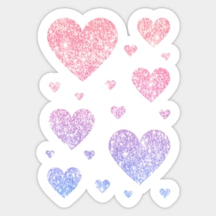 Pastel Pink and Purple Ombre Faux Glitter Hearts Sticker